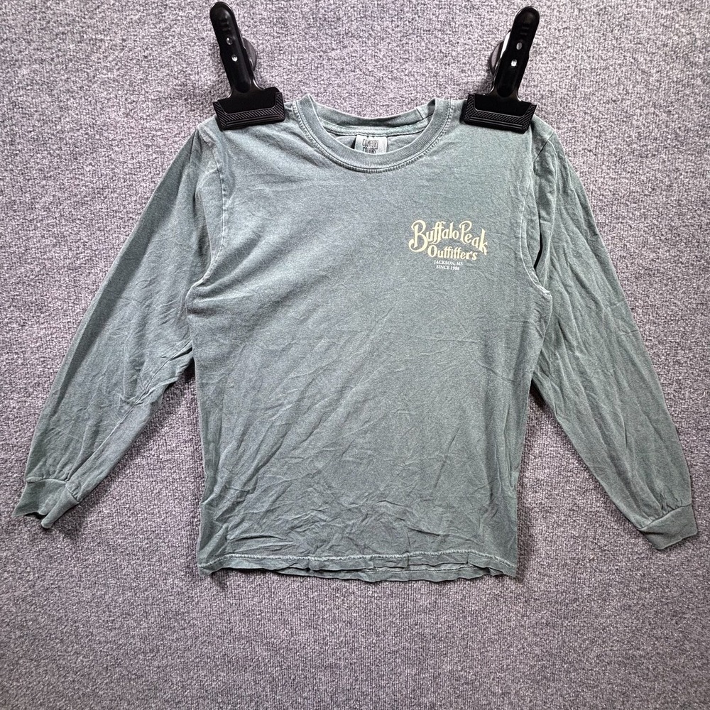 Comfort Colors Womens S Green Buffalo Peak Outfitters Graphic Long Sleeve Tee